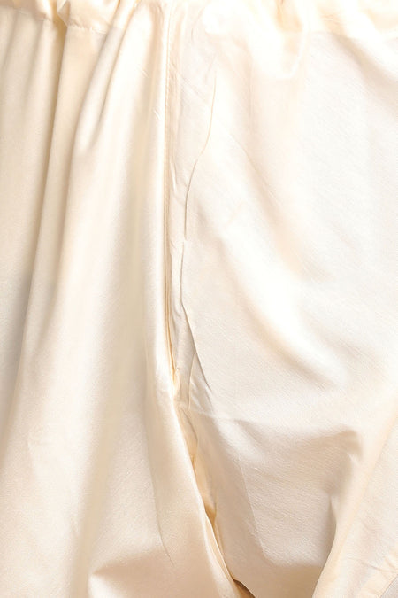 VASTRAMAY Lavender Woven Jacket With Cream Kurta and Pyjama Baap Beta Set